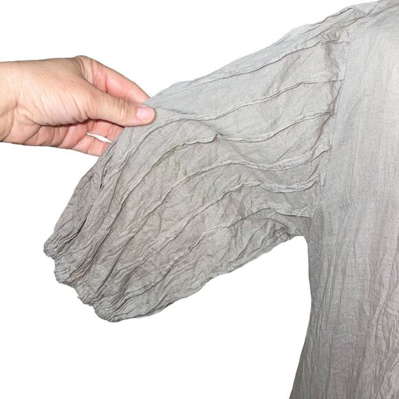 Womens Dress Size Medium Gray Pleated Summer Pockets Midi Pure Cotton New - Picture 6 of 10